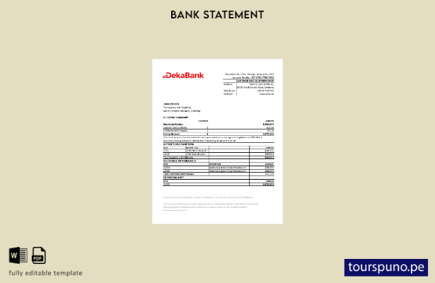 listo para imprimir plantilla de Excel de extracto bancario de Dekabank de Alema